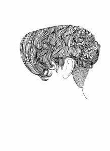 Drawing of a haircut without a face by Amy Pennington