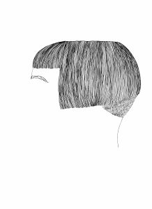 Drawing of a haircut without a face by Amy Pennington
